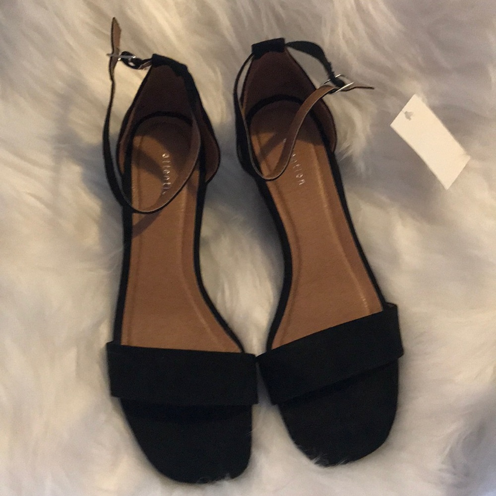 Attention | black suede peep toe sleek heels